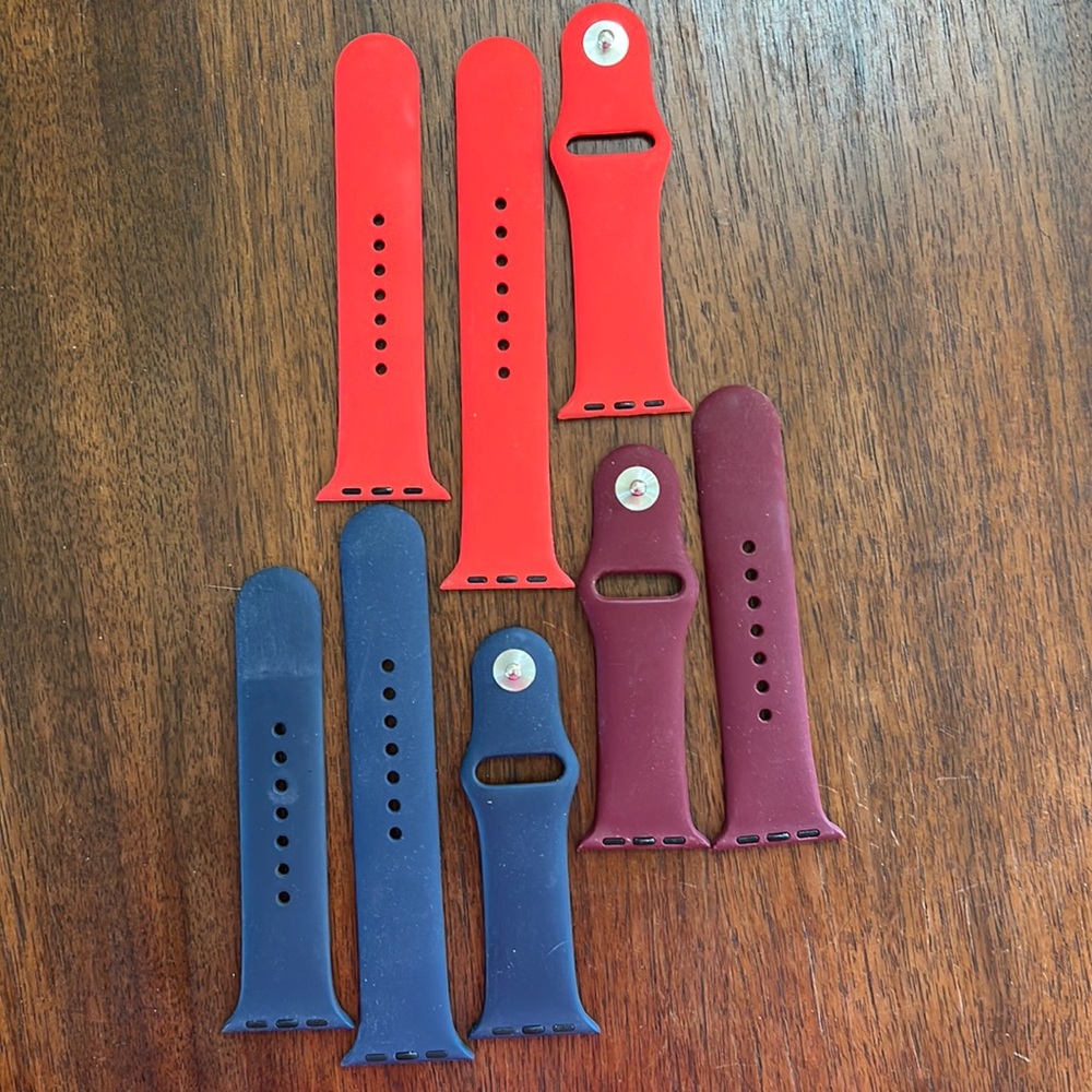 Lot of three 38mm Apple compatible silicone watch bands